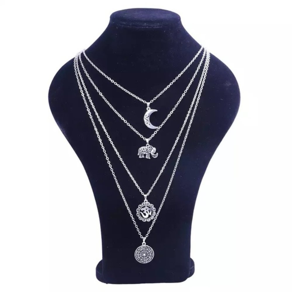 💎✨ Boho 🐘 Layered 🌙 Necklace - Picture 2 of 4